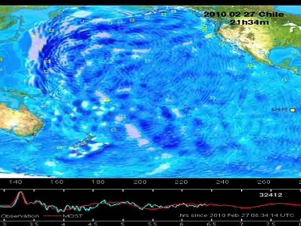 Animation after Chile Earthquake of Tsunami across Pacific