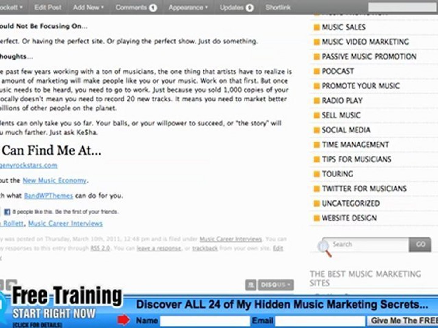 Music Career Interviews: www.PromoteYourMusic.net/Interviews