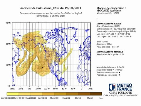 L'évolution du nuage radioactif japonais