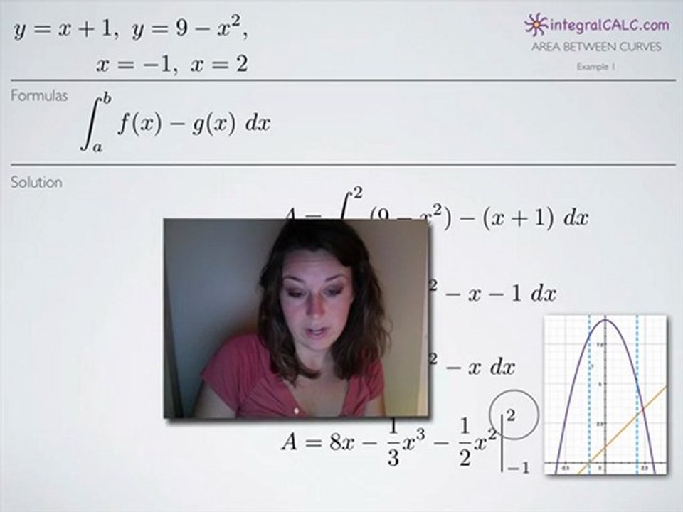 Area Between Curves Example 1