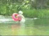 Little girl catches huge catfish