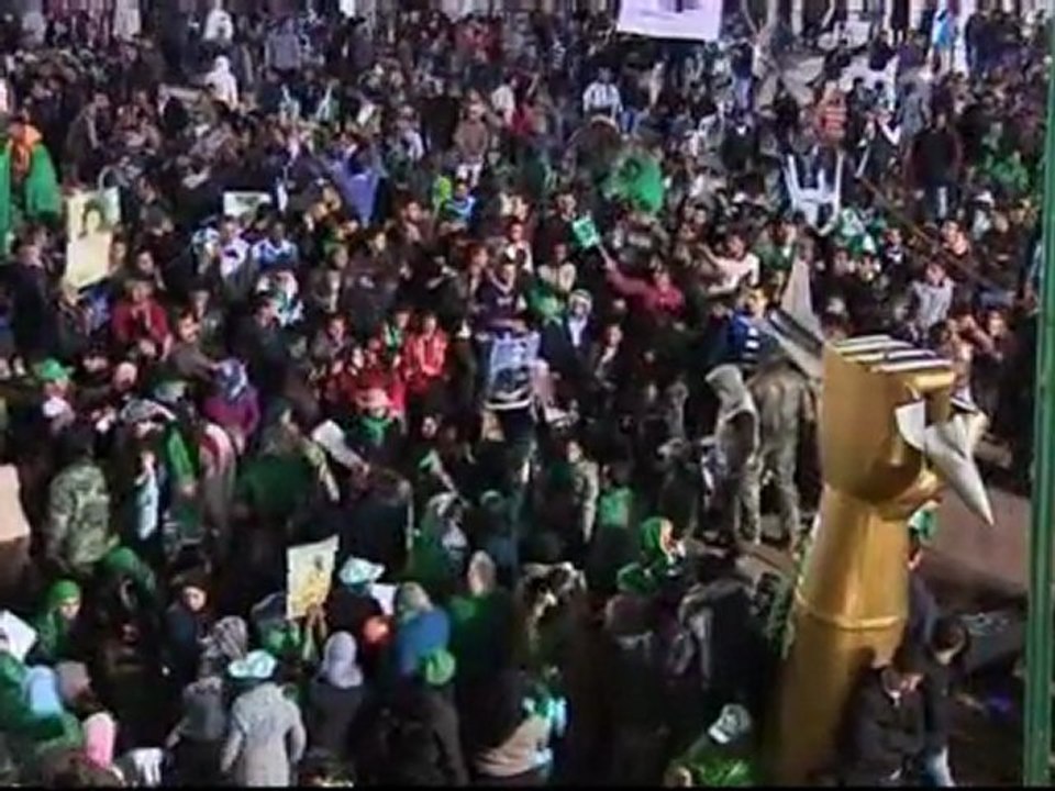 Party atmosphere at Gaddafi compound
