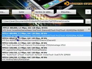 Como convertir videos para telefonos moviles HTC