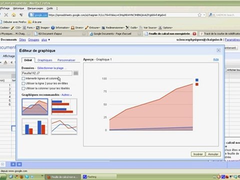 créer une courbe sur le tableur googledocs