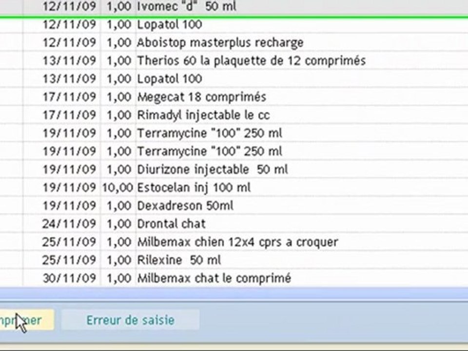 Médical : Visualisation du registre de délivrance
