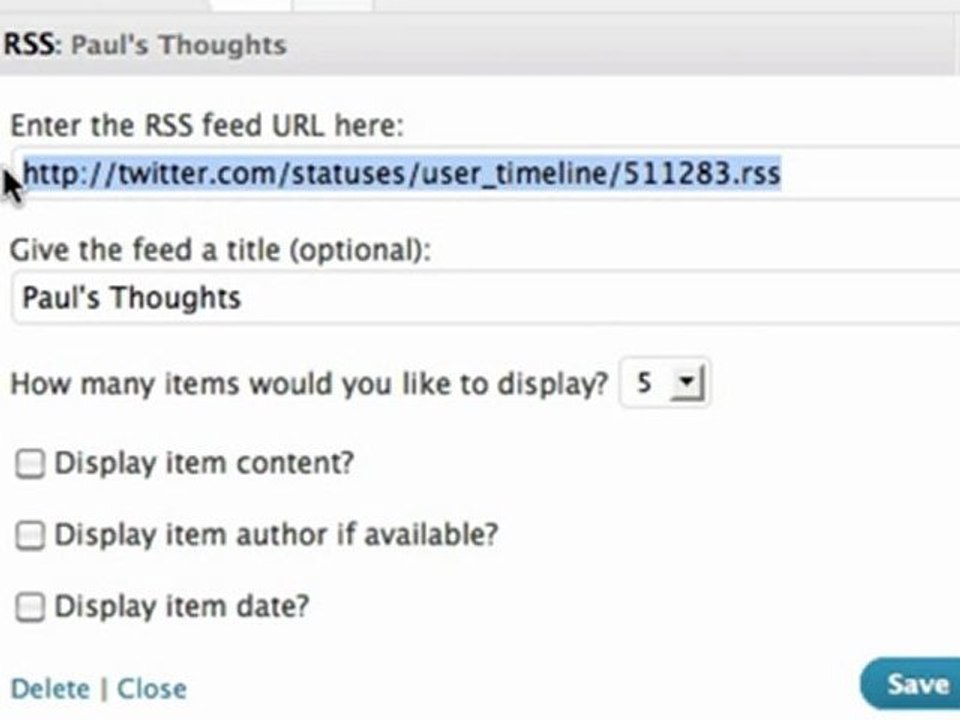 WordPress Blog Twitter Feed - WordPress Attack