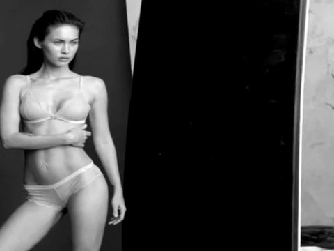 Megan Fox Backstage in Armani Lingerie