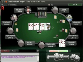 Escalera de color en Freeroll NL de PokerStars