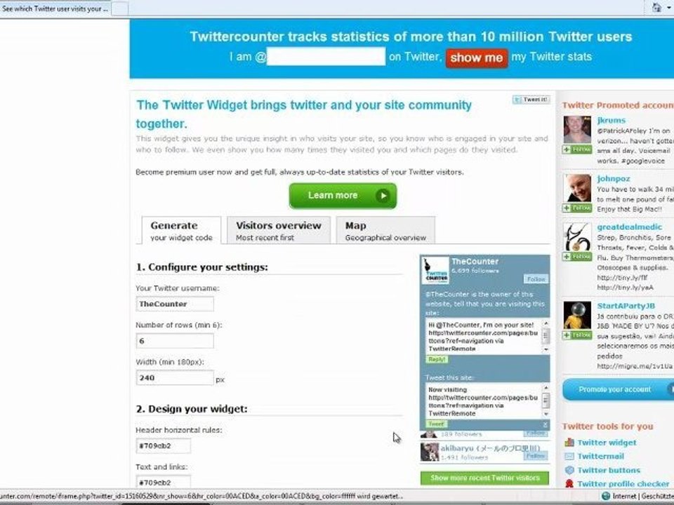 Twittercounter - Statistiktool für Twitter