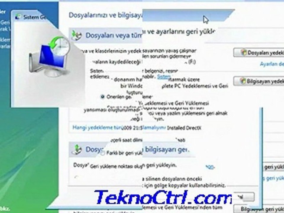 sistem geri yükleme oluşturma