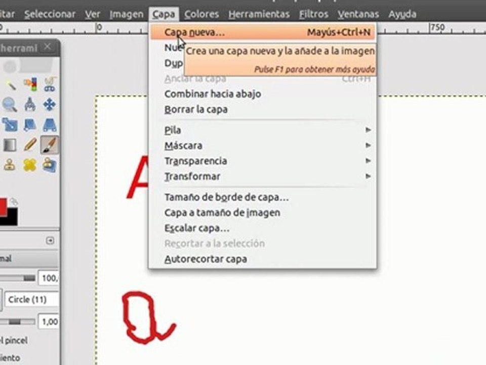 Animación para enseñar a escribir con Gimp