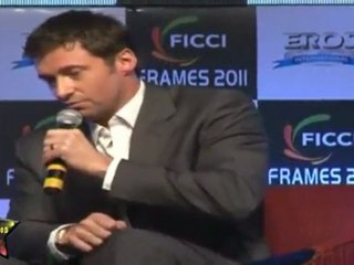 Shahrukh Kahn,Karan Johar Speaks With Hugh Jackman  At FICCI Frames 2011