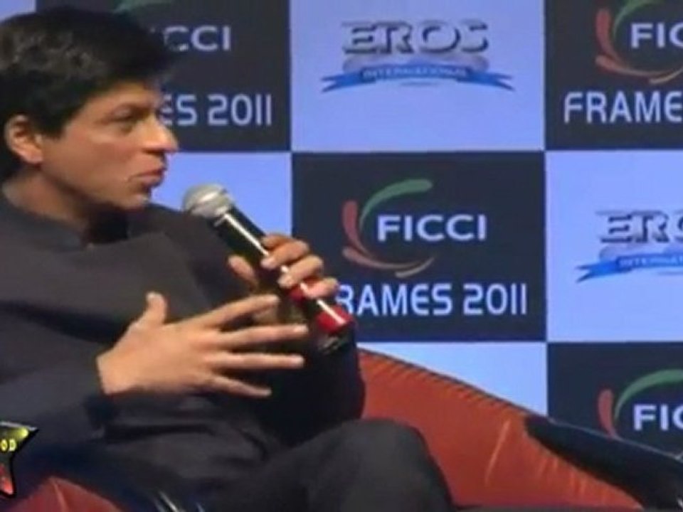 Shahrukh Kahn,Karan Johar Speaks With Hugh Jackman At FICCI Frames 2011