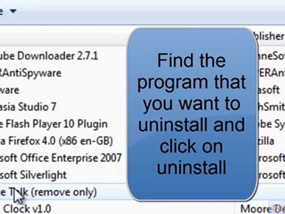 uninstall a application program