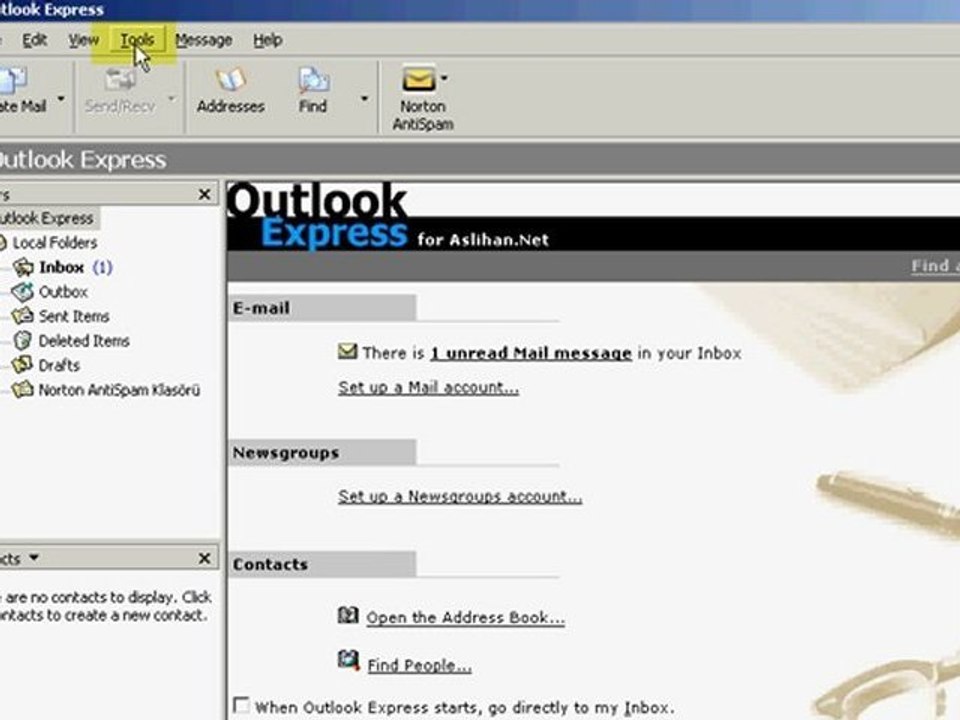Outlook Express 2003 (İngilizce) - Email ayarları