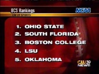 KHCW Houston sports shows USF #2 in BCS rankings 2007