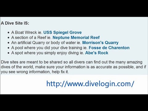 Get information on online dive log sites from web