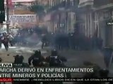 Disturbios en marcha de trabajadores en Bolivia