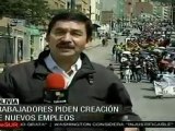 Trabajadores Bolivianos llegan a La Paz para marcha