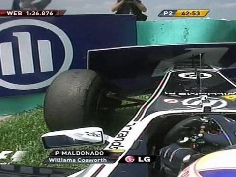 Formule 1 Malaisie 2011 FP 2 Crash Maldonado