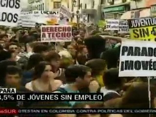 Jóvenes protestan en España por situación económica y so