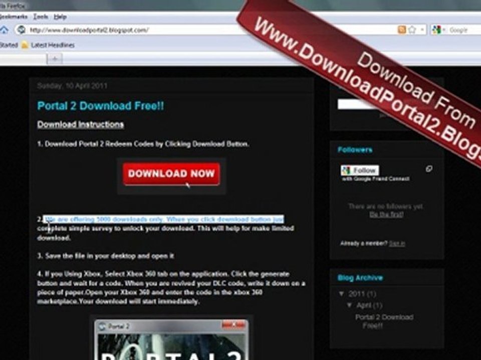 Portal 2 Redeem Codes for Xbox 360, PS3 and PC for Free