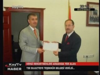 KayTv-TSE S.SELİM ULAŞ VERGİ REKORTMENLİĞİ ÖDÜLÜ ALDI