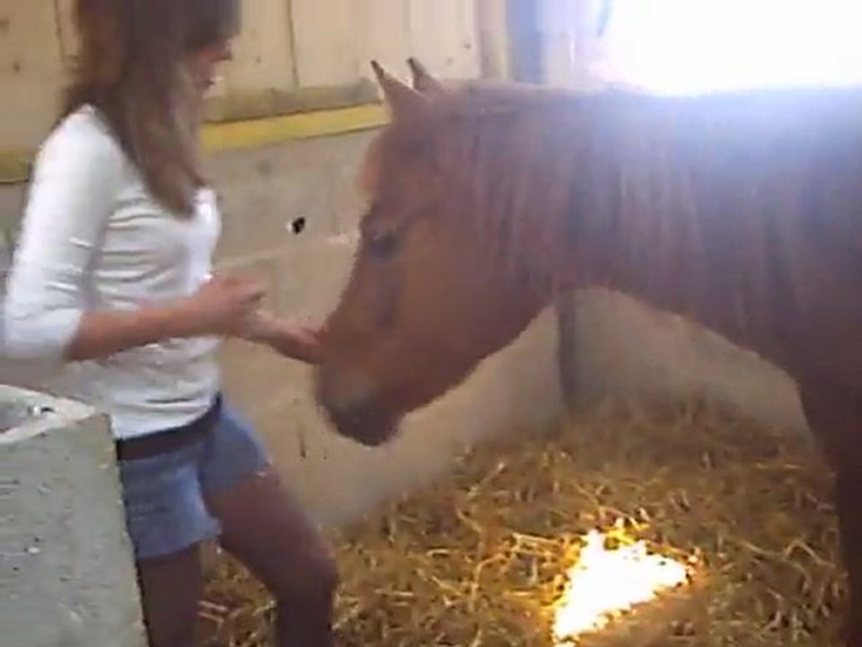 Blondine qui fait la révérence et le salut de la reine.