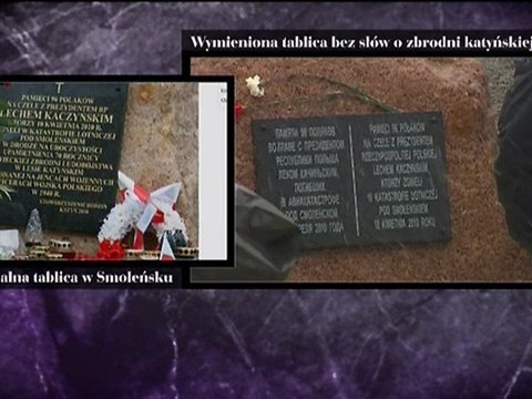 Zdemontowanie tablicy upamiętniającym ofiary katastrofy