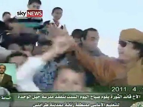 MUAMMAR GADDAFI VISITS SCHOOL IN TRIPOLI