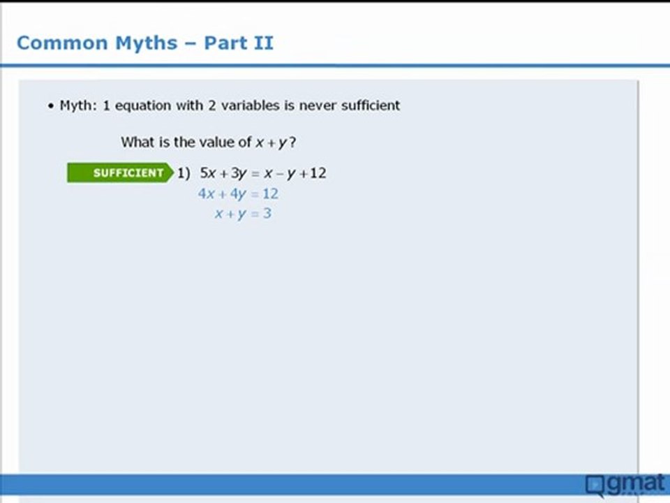13 -  Data Sufficiency - Common Myths - Part II