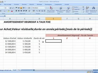 Fonction DB sur Excel