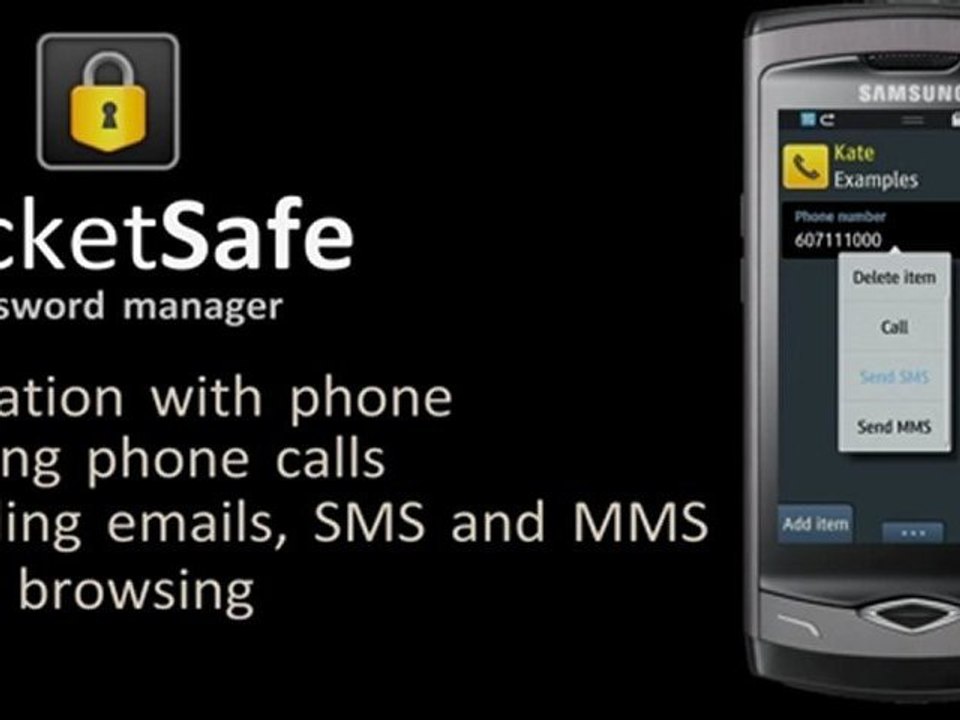 PocketSafe for Samsung Wave/WaveII - Bada Os App Demo
