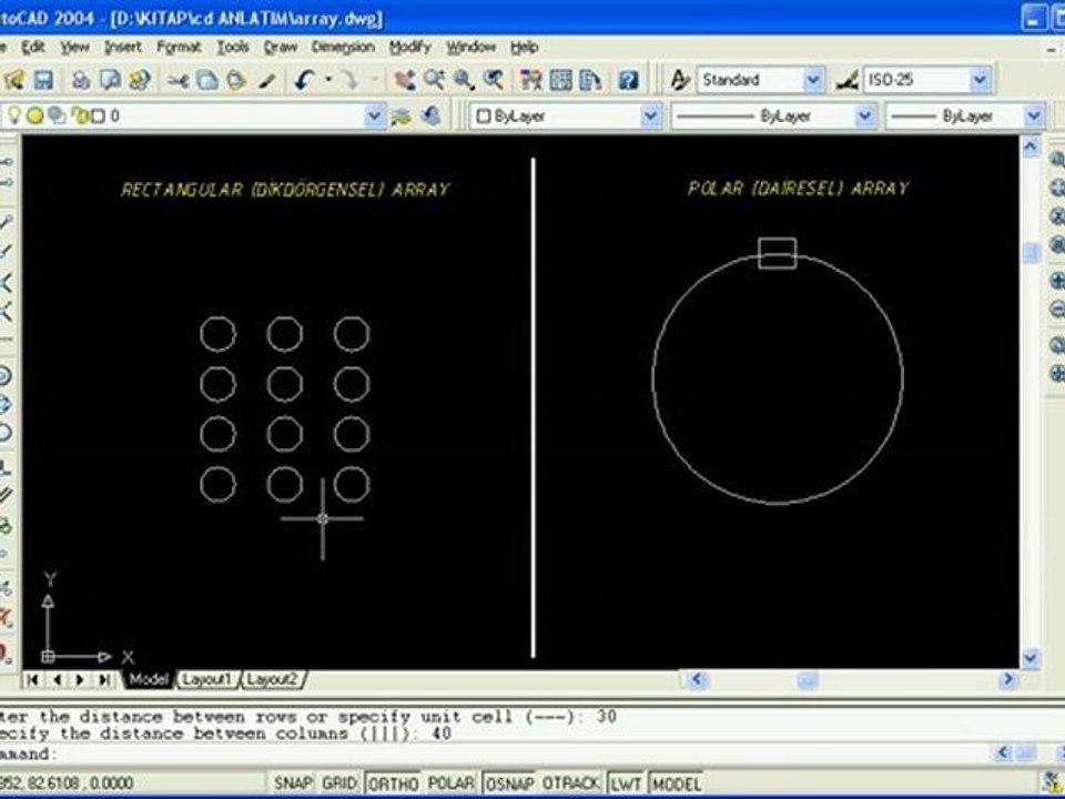 AutoCad Array2 Komutu
