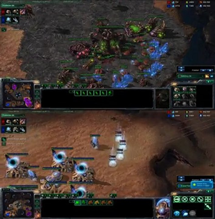 [SC2]HellZerg VS EraserRain : View of 2 players Starcraft II