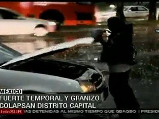 Tormenta de lluvia y granizo en la ciudad de México