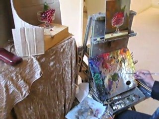 Le peintre russe Rinat Animaev au travail