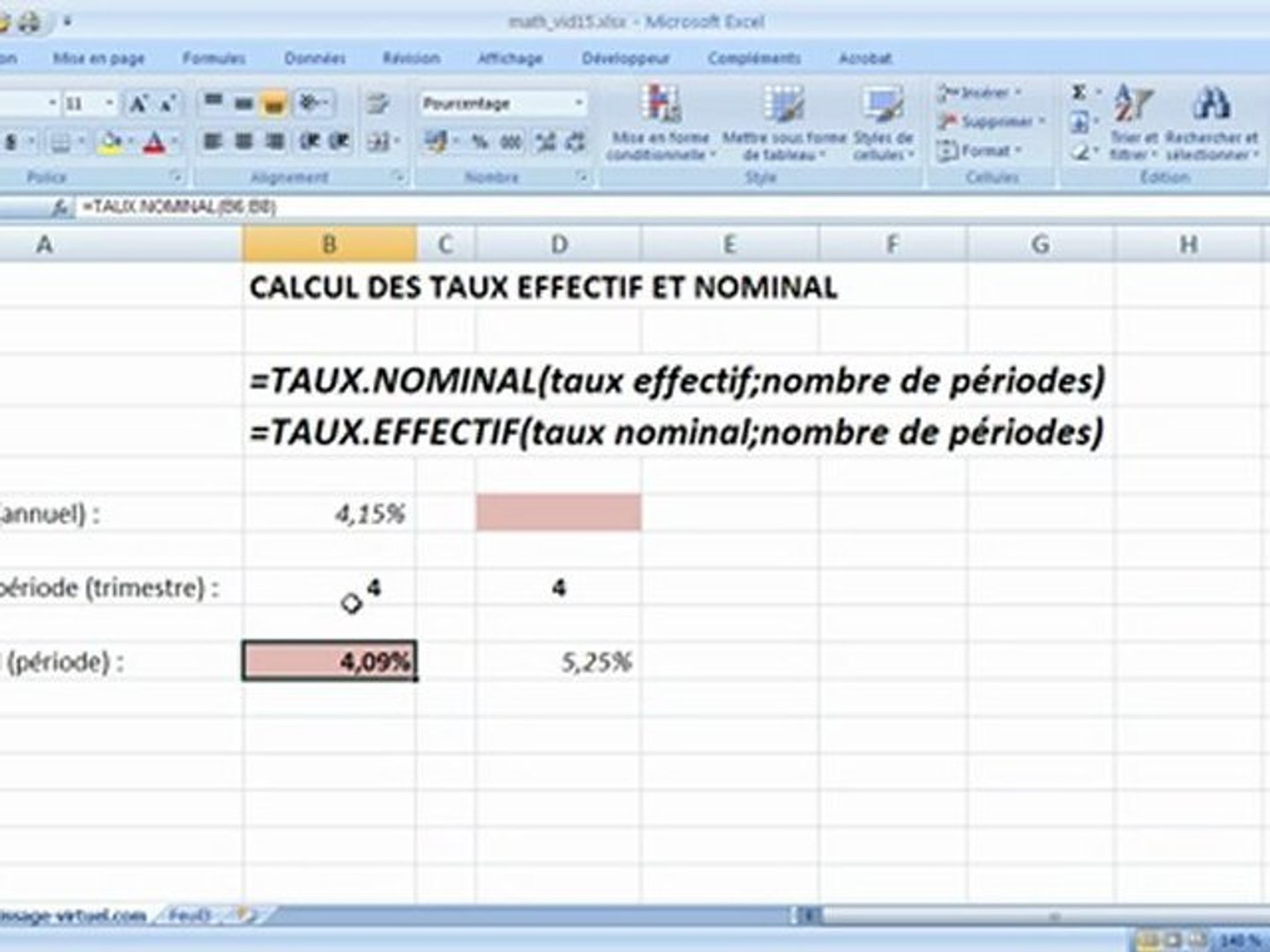 Taux effectif et nominal sur Excel - Vidéo Dailymotion