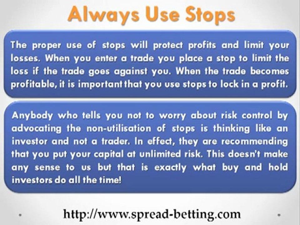 Spread Betting Stops and Money Management
