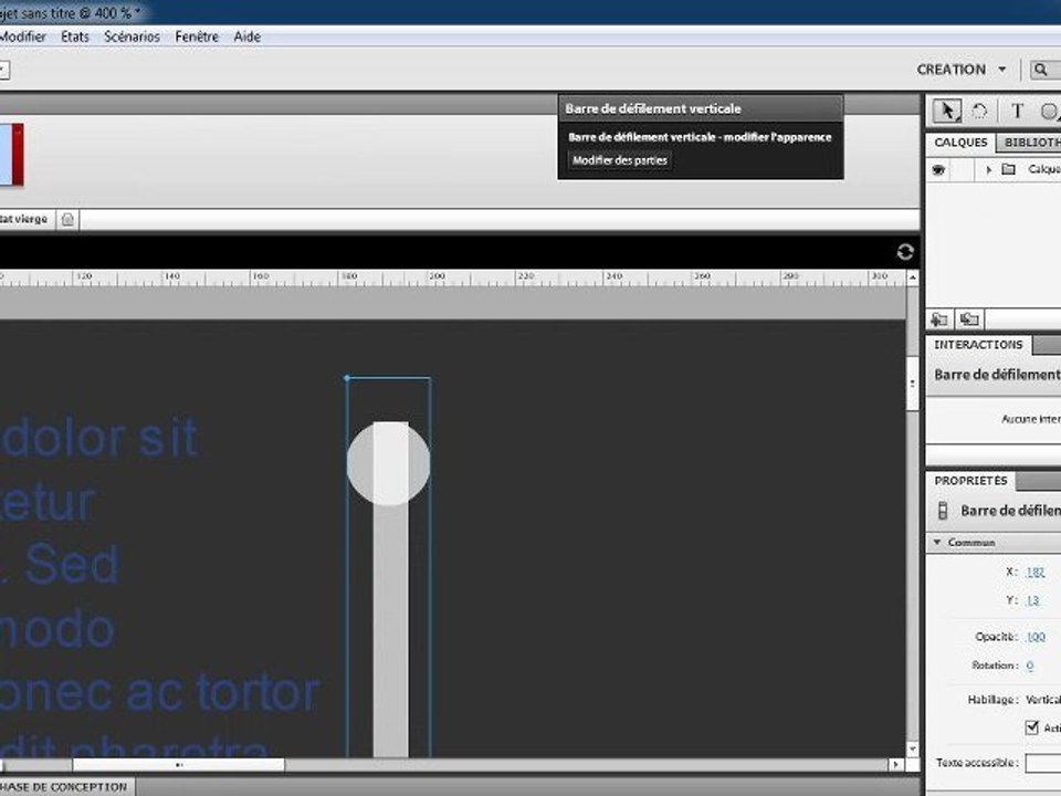 Adobe Flash Catalyst CS5 : Création du composant ScrollBar
