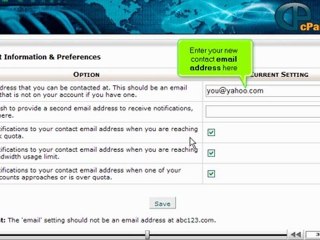 Keep contact information up to date in cPanel | cPanel Update contact information