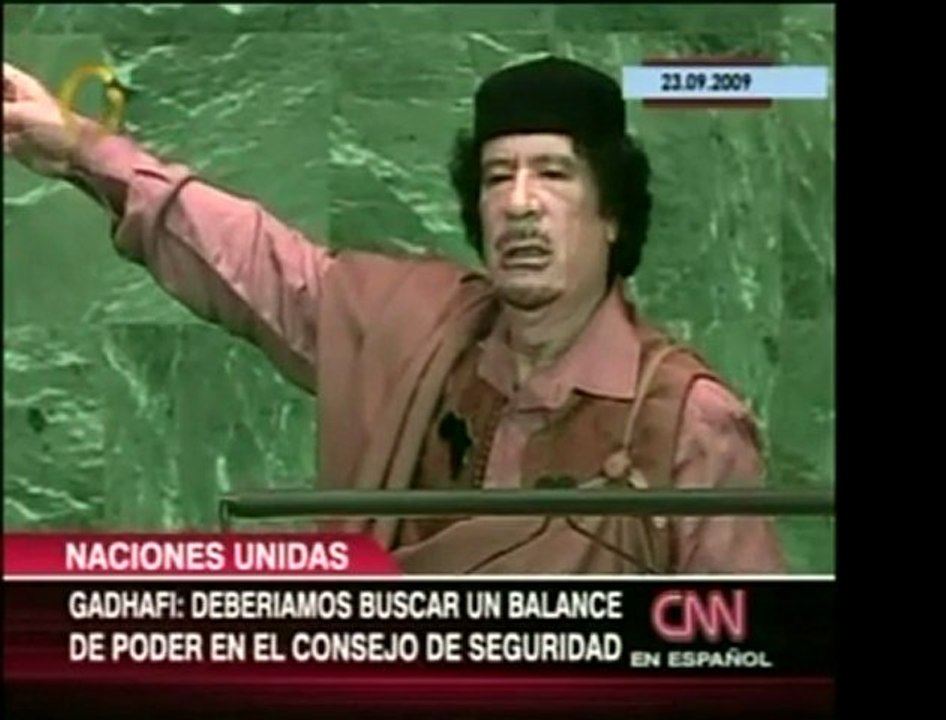 Muammar Gadhafi en su primer discurso ante la ONU se mostró