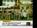 El Pdte. Chavez recibe al Pdt. Correa en la Academia Militar