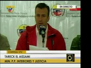 El Min. Tareck El Aissami, dijo que aún no se ha confirmado