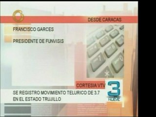 Funvisis reporta que se registró un temblor de 3,7 grado Ric
