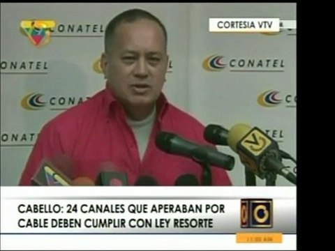 El Min. Cabello informa que canales de cable como RCTV deber