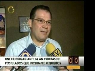 UNT consignó hoy ante el CNE la impugnación de los 21 postul