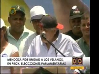 Enrique Mendoza pidió unidad a la población ante los comicio