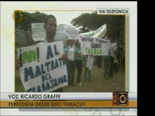 Trabajadores de la hacienda La Carolina protestan con pancar
