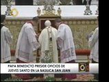 Papa Benedicto preside oficios de Jueves Santo en la Basilic